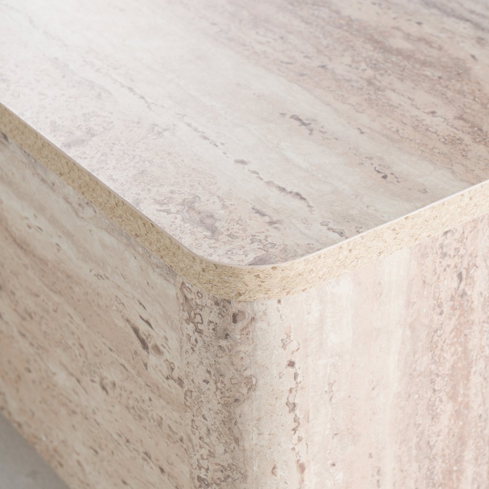 Roma - Modern Faux Travertine Rectangular Coffee Table. Picture 2
