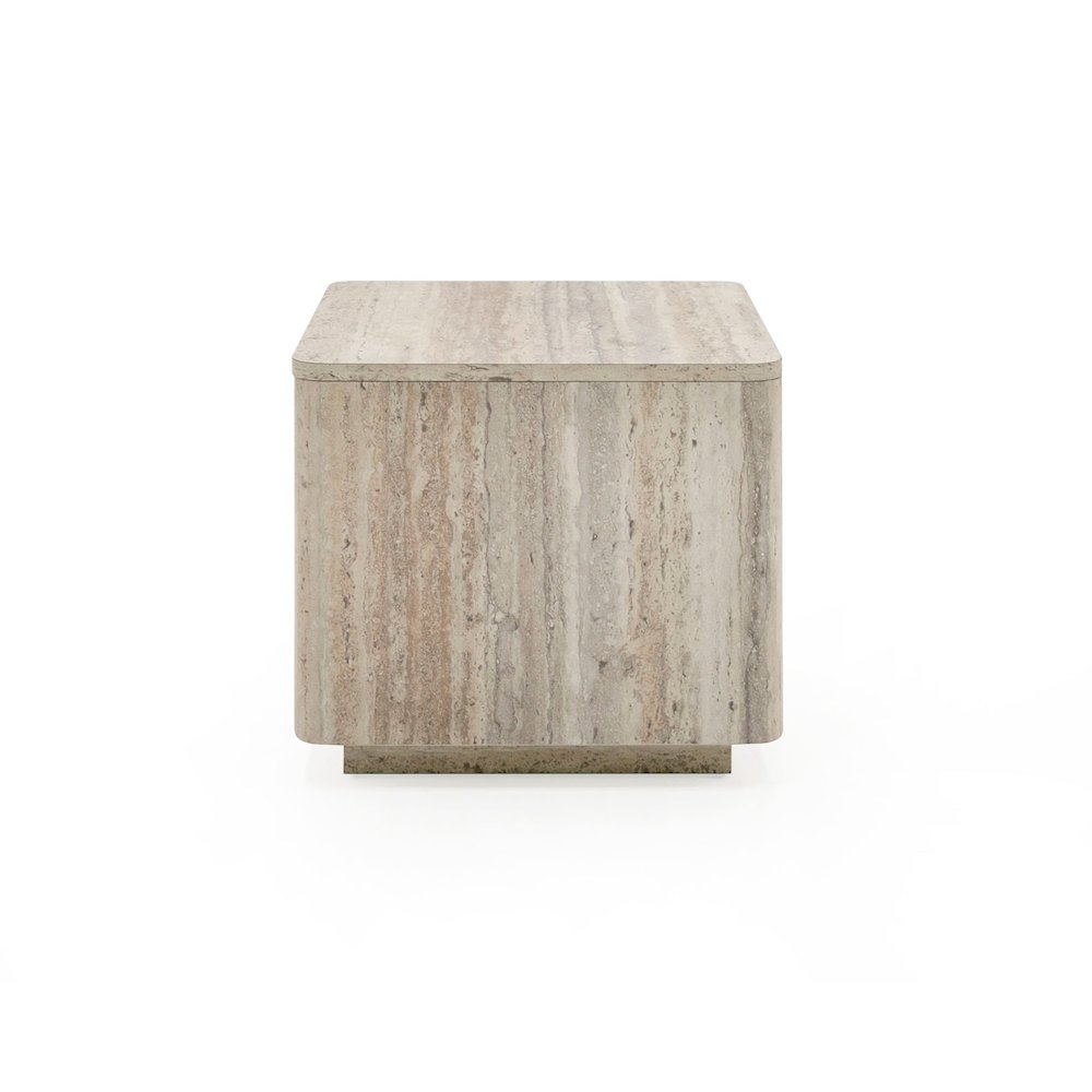 Nova Domus Roma - Modern Faux Travertine Square End Table. Picture 2