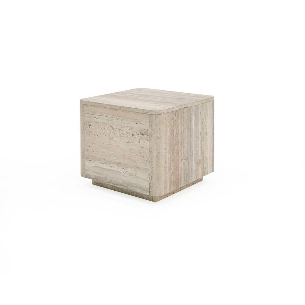 Nova Domus Roma - Modern Faux Travertine Square End Table. Picture 1