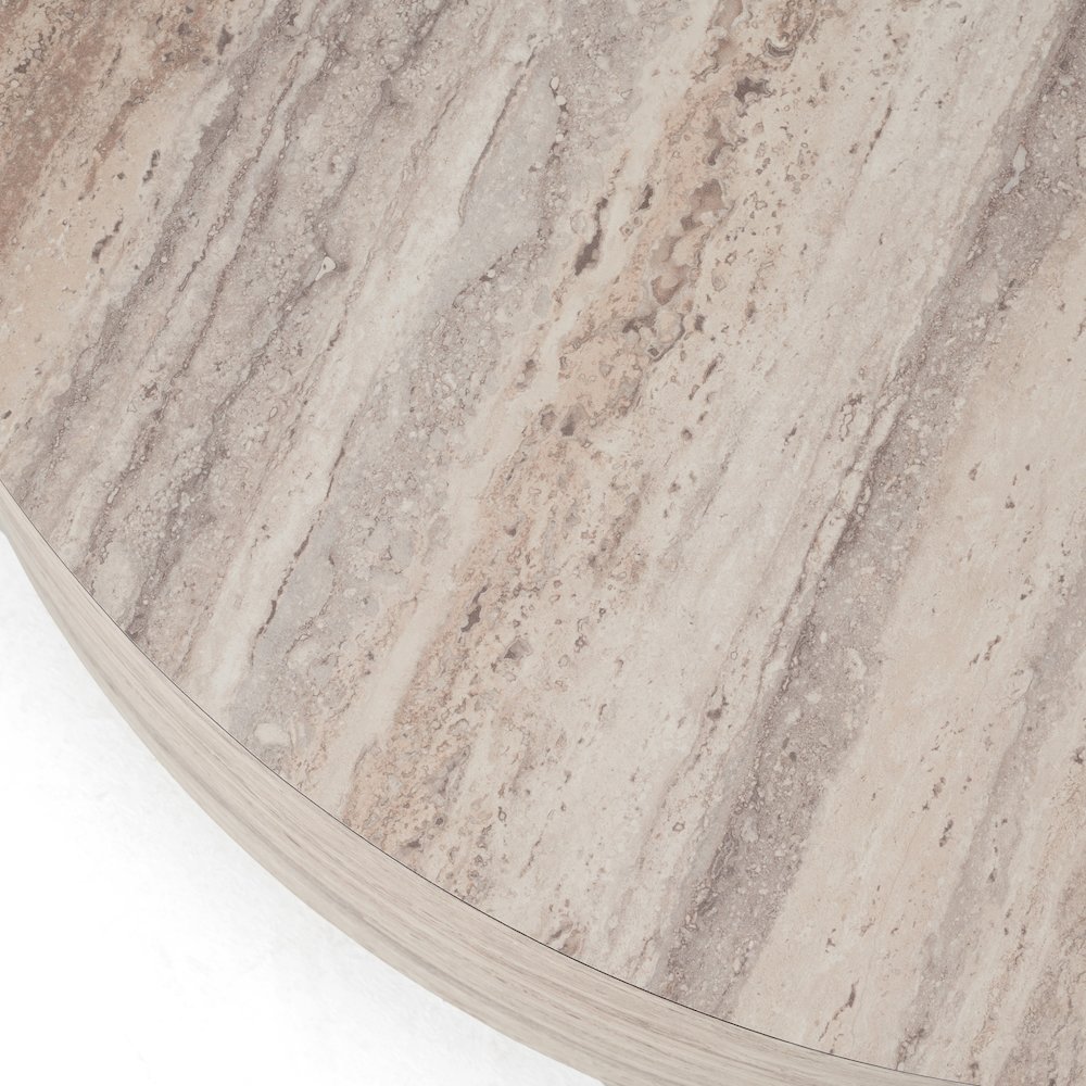 Roma - Modern Faux Travertine Round Coffee Table. Picture 6