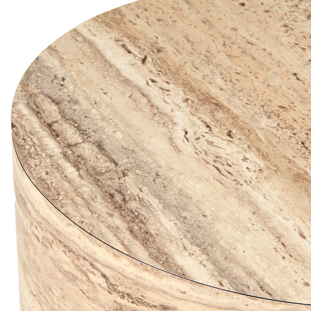 Nova Domus Roma - Modern Faux Travertine Round End Table. Picture 4