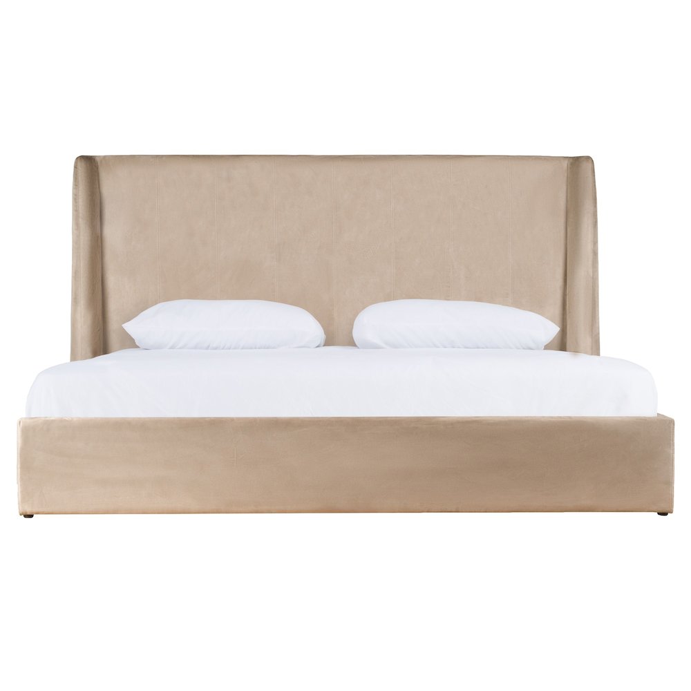 Roma - Modern Taupe Microfiber Upholstered Eastern King Bed. Picture 1