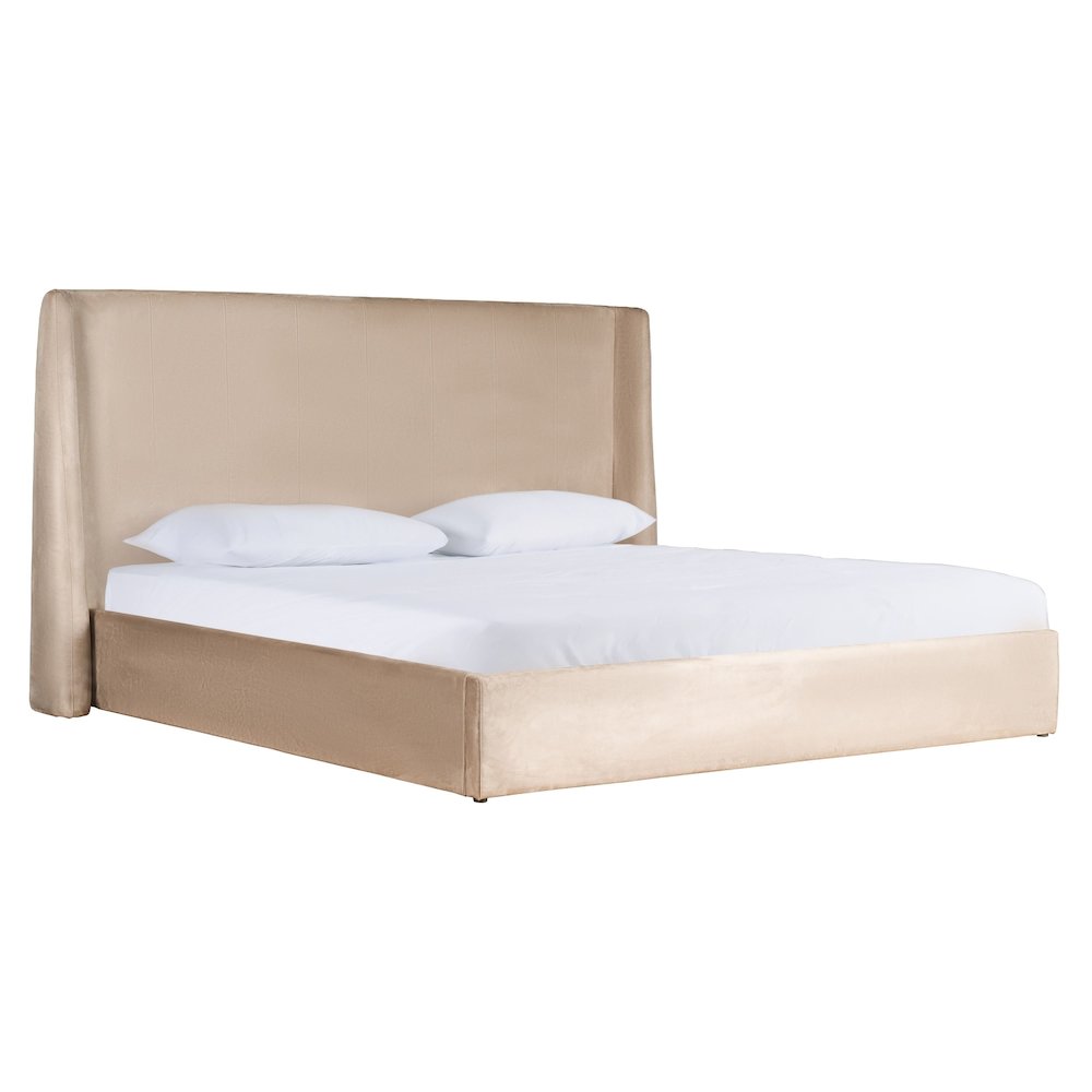 Roma - Modern Taupe Microfiber Upholstered Eastern King Bed. Picture 4