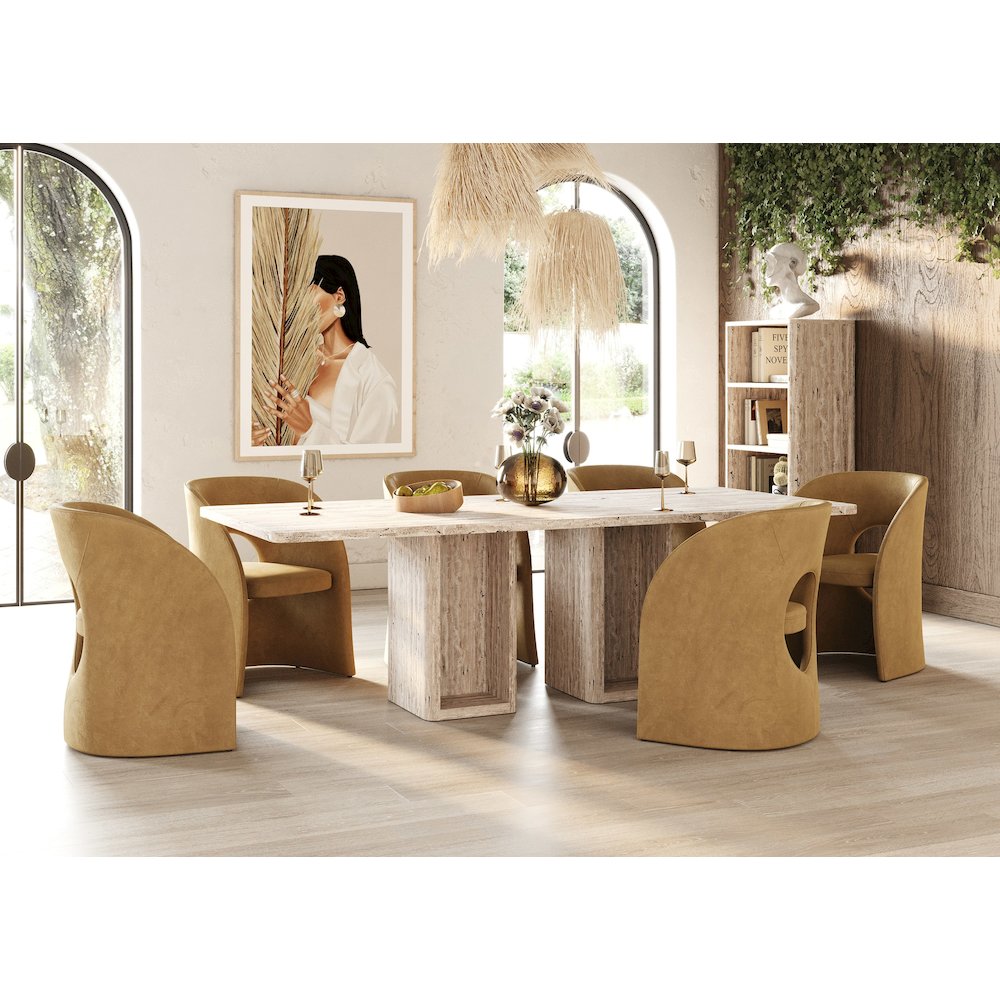 Nova Domus Roma - Modern Travertine Rectangular Dining Table. Picture 4