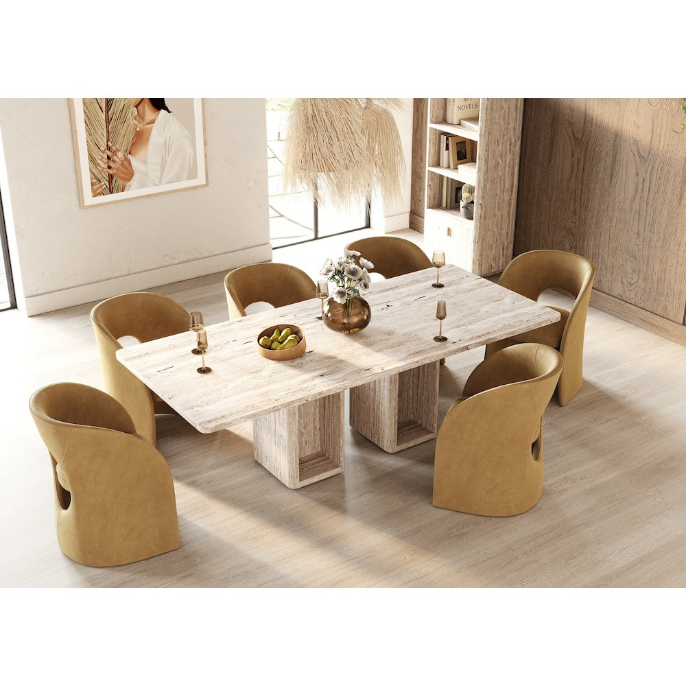 Nova Domus Roma - Modern Travertine Rectangular Dining Table. Picture 5