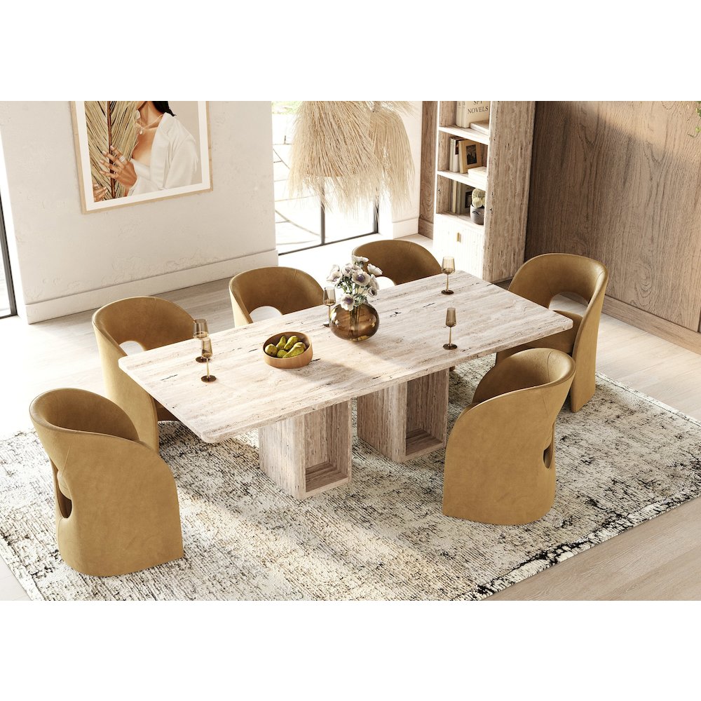Nova Domus Roma - Modern Travertine Rectangular Dining Table. Picture 3