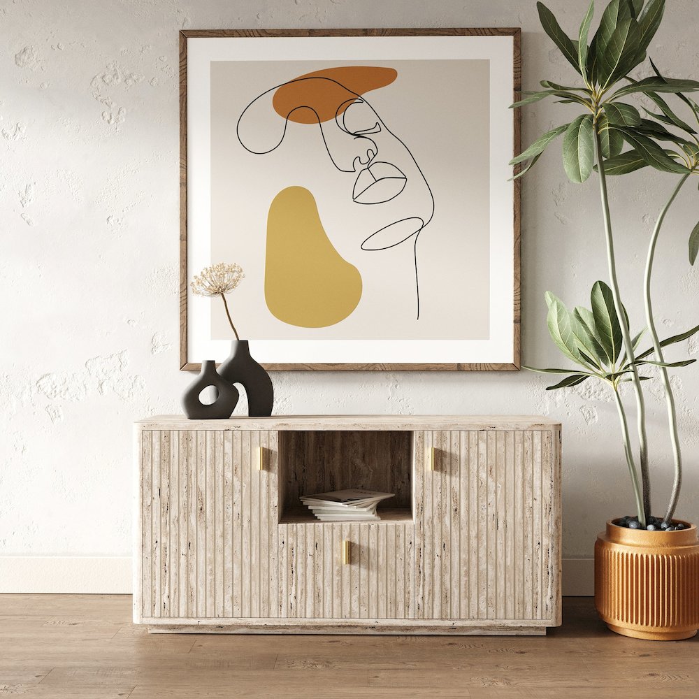 Nova Domus Roma - Modern Faux Travertine + Gold File Cabinet. Picture 7