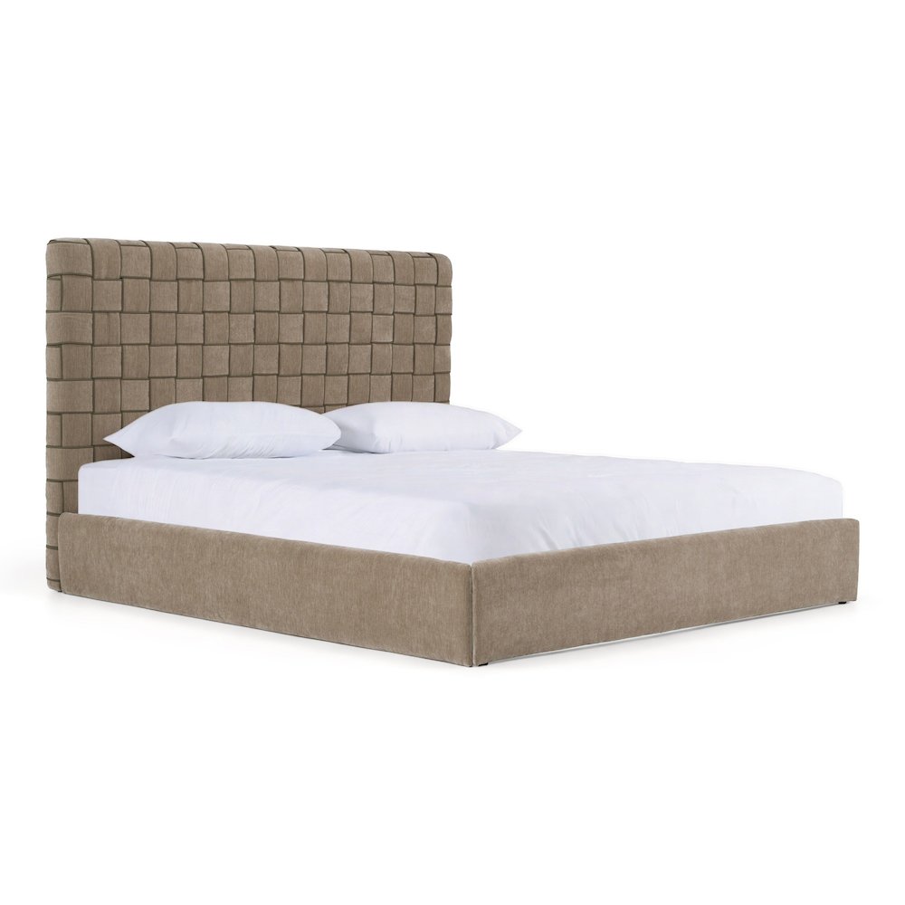 Eastern King Rousey - Modern Taupe Fabric Bed. Picture 4