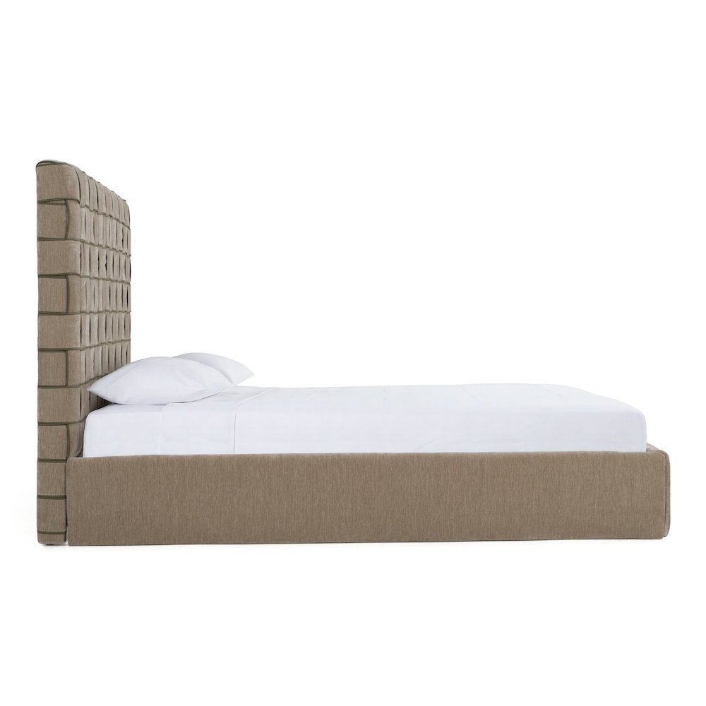 Eastern King Rousey - Modern Taupe Fabric Bed. Picture 5