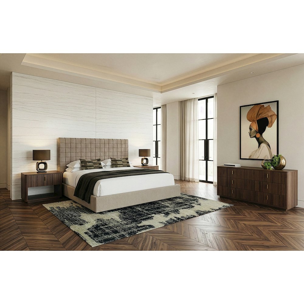 Eastern King Rousey - Modern Taupe Fabric Bed. Picture 3