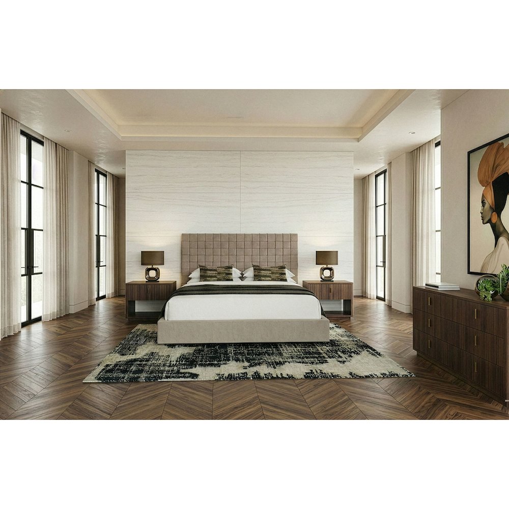 Eastern King Rousey - Modern Taupe Fabric Bed. Picture 2