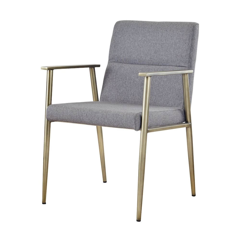 Modrest Sabri - Contemporary Grey & Antique Brass Arm Dining Chair. Picture 1