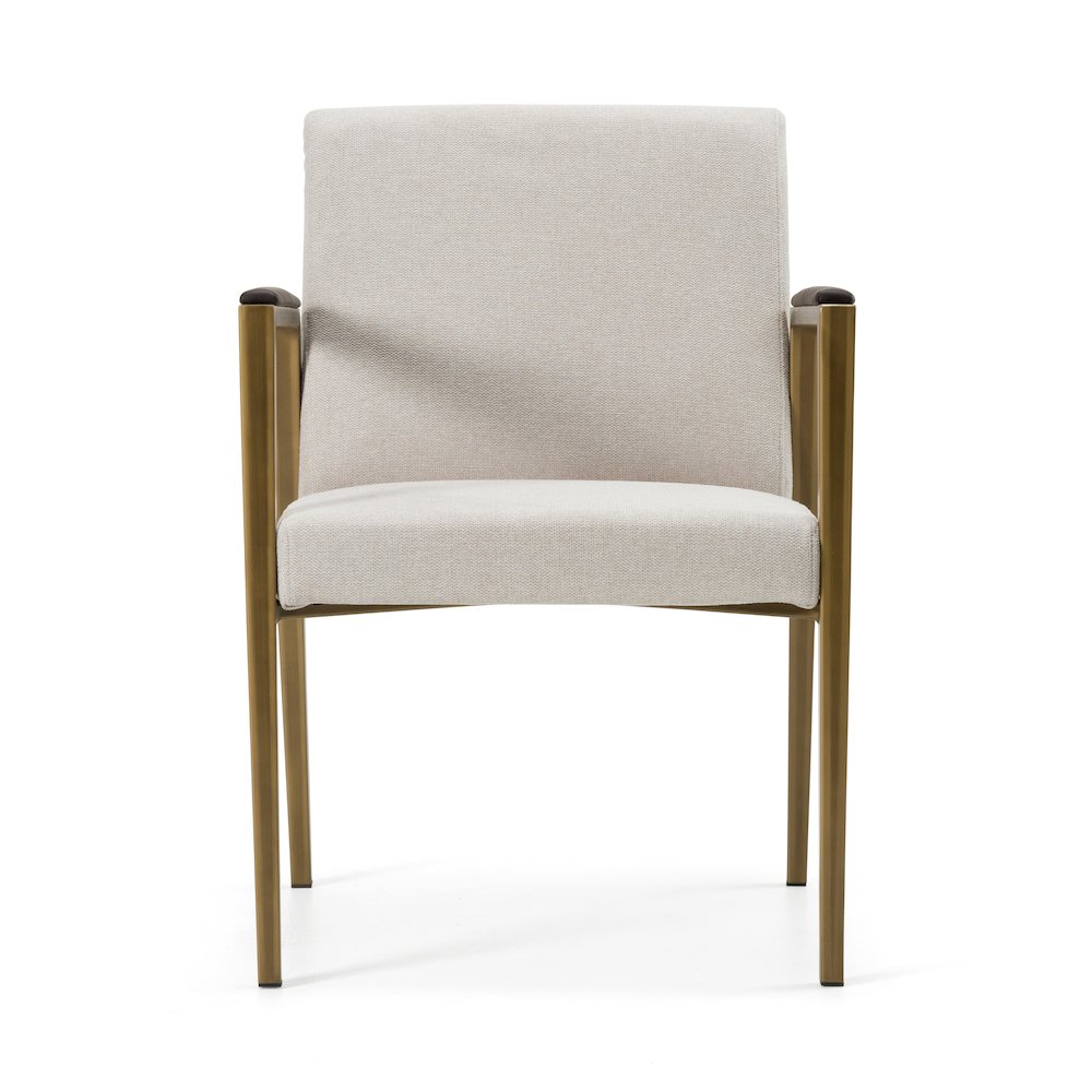 Modrest Sanders - Modern Off-White Fabric + Brass Dining Chair. Picture 1