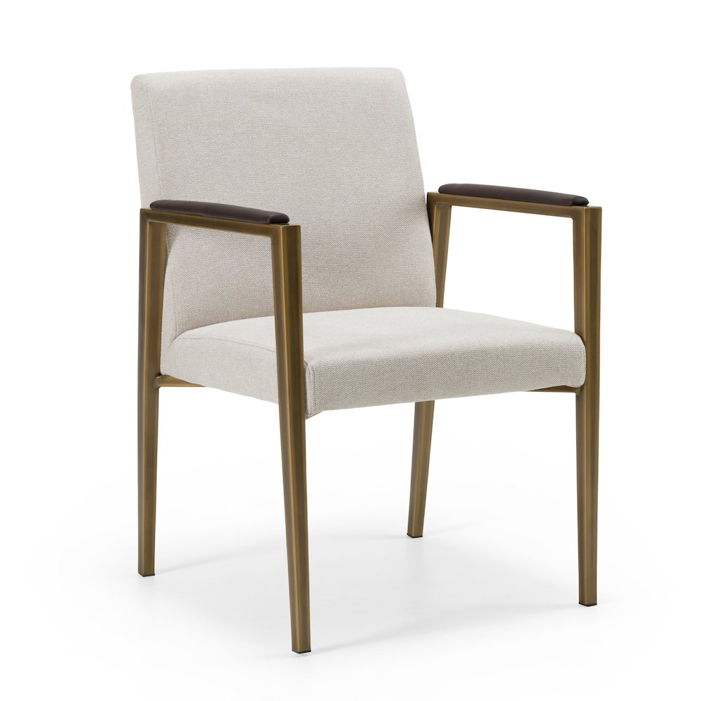 Modrest Sanders - Modern Off-White Fabric + Brass Dining Chair. Picture 2