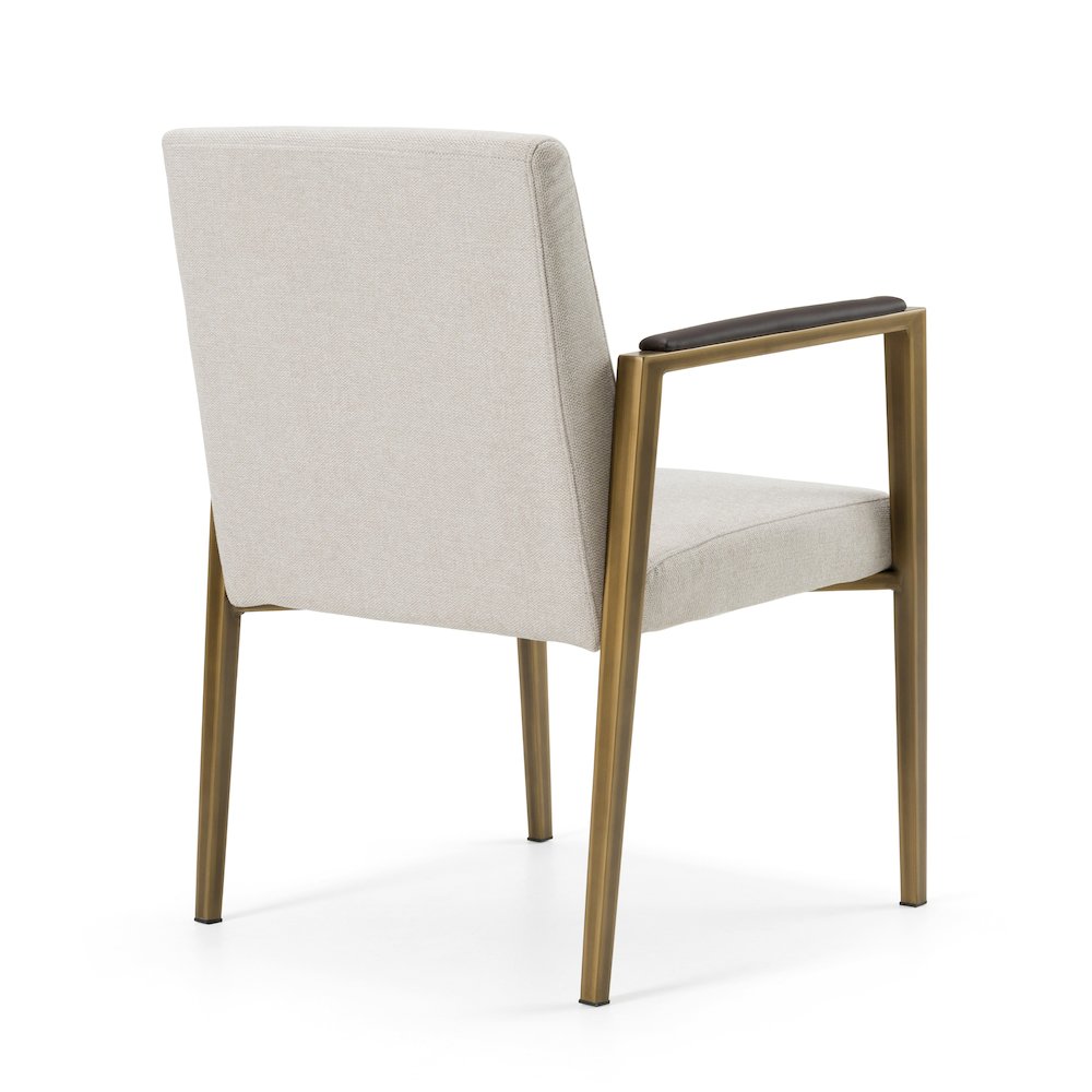 Modrest Sanders - Modern Off-White Fabric + Brass Dining Chair. Picture 4