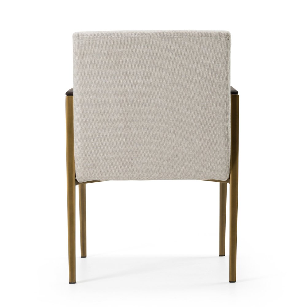 Modrest Sanders - Modern Off-White Fabric + Brass Dining Chair. Picture 5