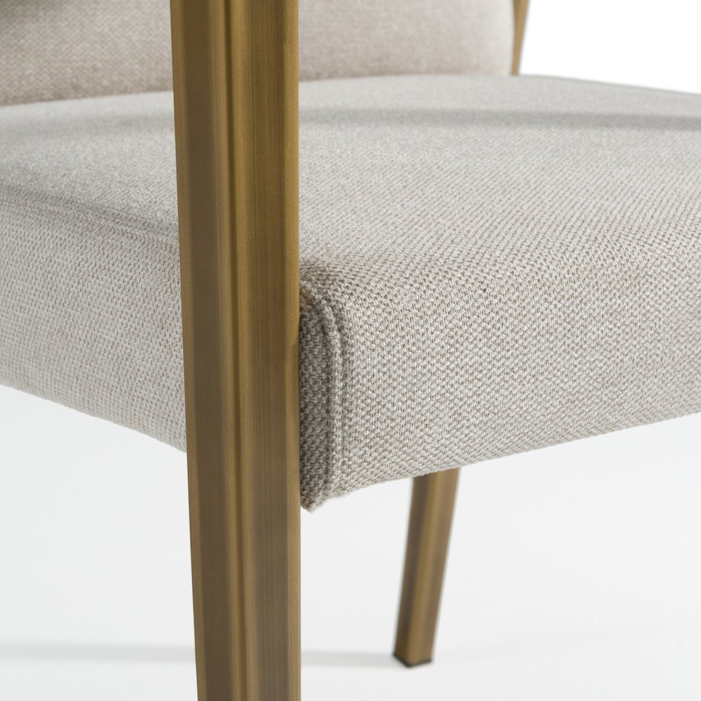Modrest Sanders - Modern Off-White Fabric + Brass Dining Chair. Picture 6