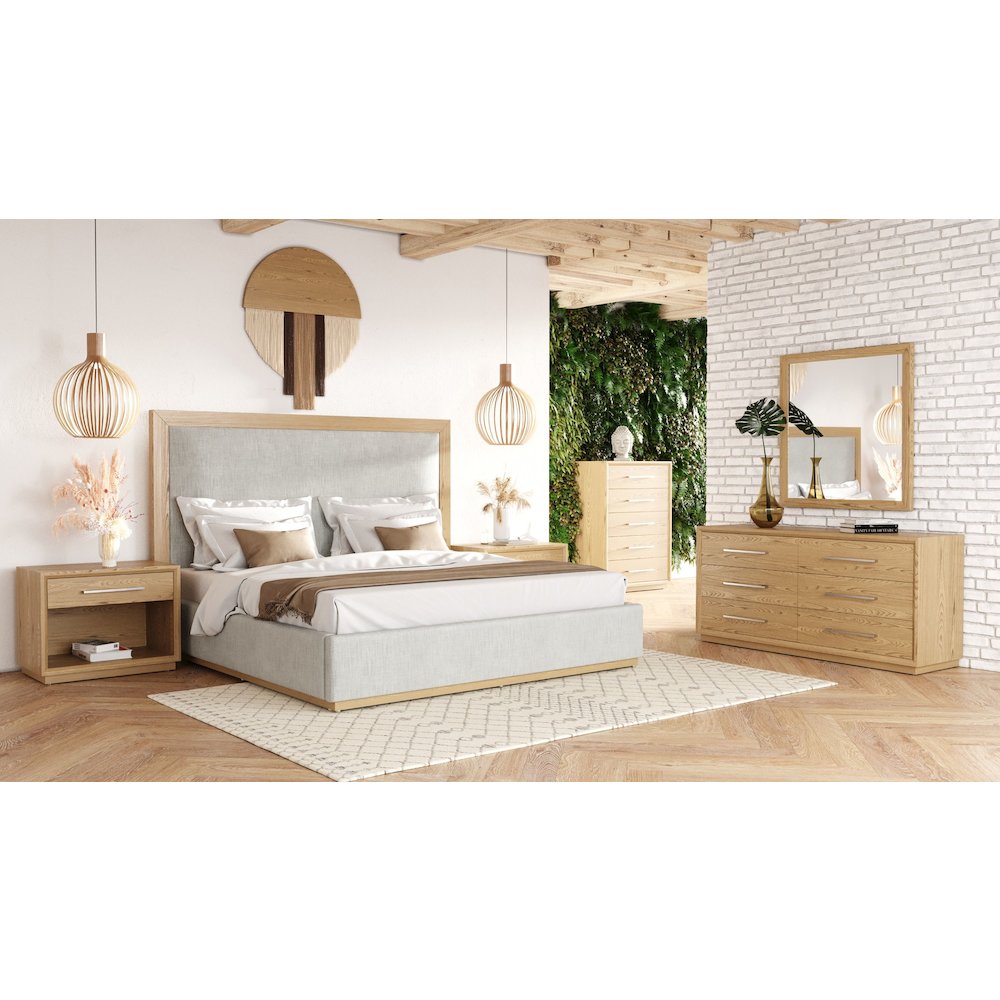 Santa Barbara - Modern Grey Fabric Natural Eastern King Bed. Picture 3