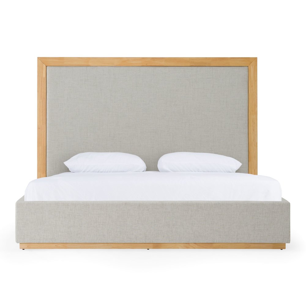 Santa Barbara - Modern Grey Fabric Natural Eastern King Bed. Picture 1