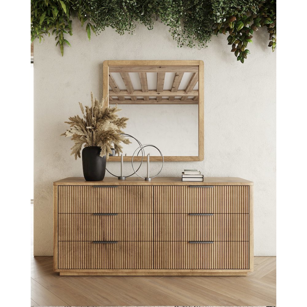 Nova Domus Santa Monica - Modern Natural Oak Square Mirror. Picture 2