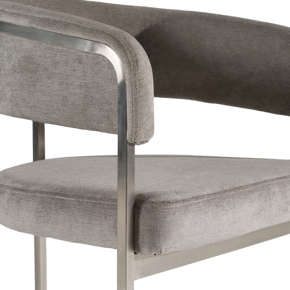 Sebastian - Modern Grey Fabric Stainless Steel Dining Chair. Picture 6