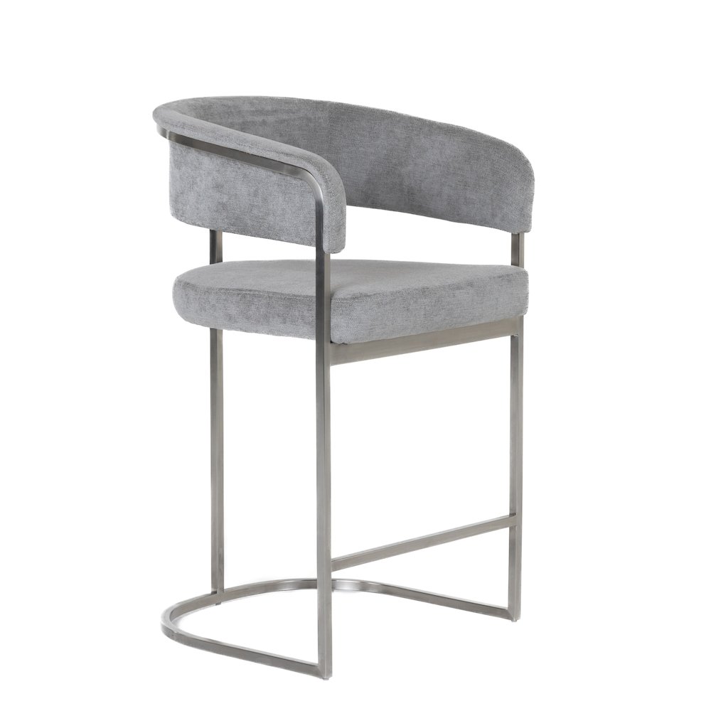 Modrest Sebastian - Modern Grey Fabric + Stainless Steel Counter Chair. Picture 1