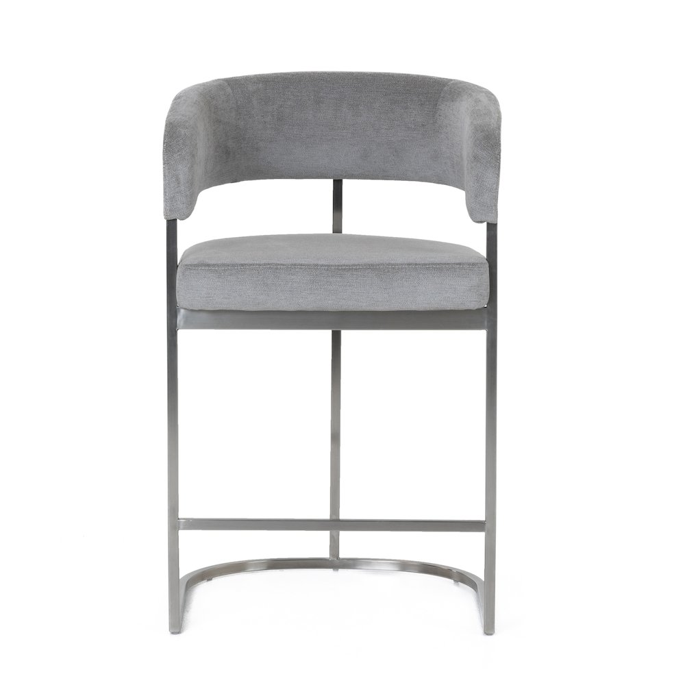 Modrest Sebastian - Modern Grey Fabric + Stainless Steel Counter Chair. Picture 2