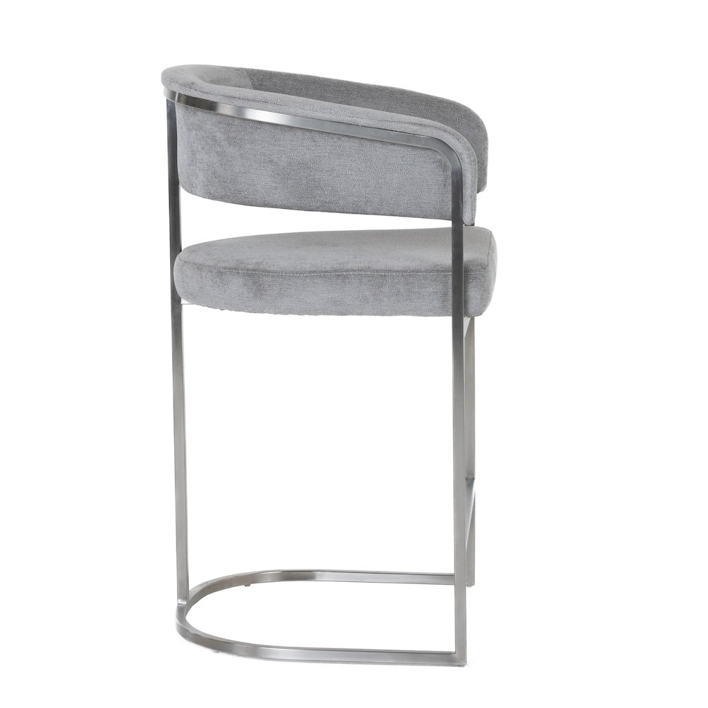 Modrest Sebastian - Modern Grey Fabric + Stainless Steel Counter Chair. Picture 3