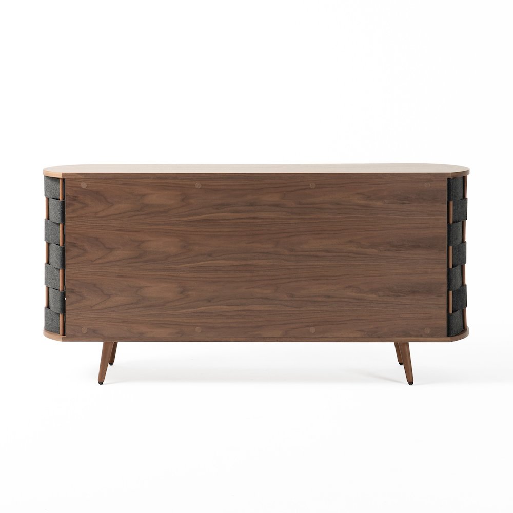 Modrest Sheridan - Mid-Century Modern Grey Fabric + Walnut Buffet. Picture 6