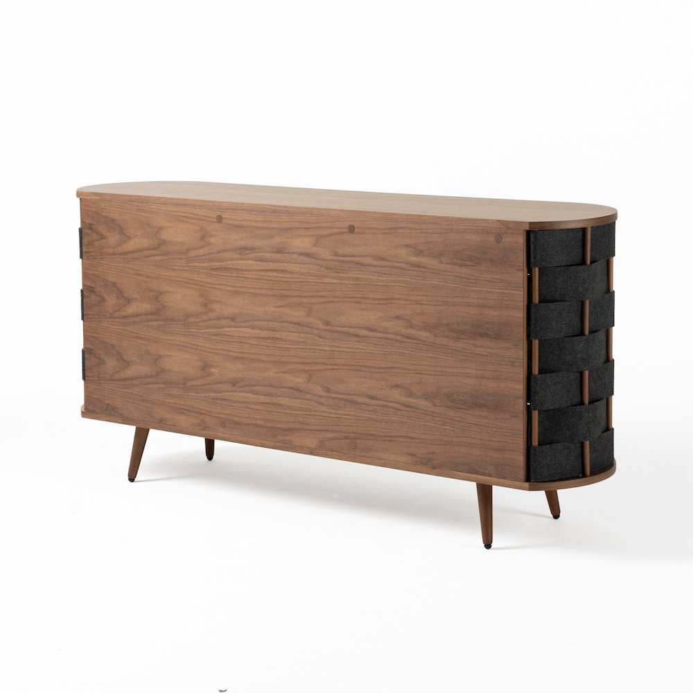 Modrest Sheridan - Mid-Century Modern Grey Fabric + Walnut Buffet. Picture 7