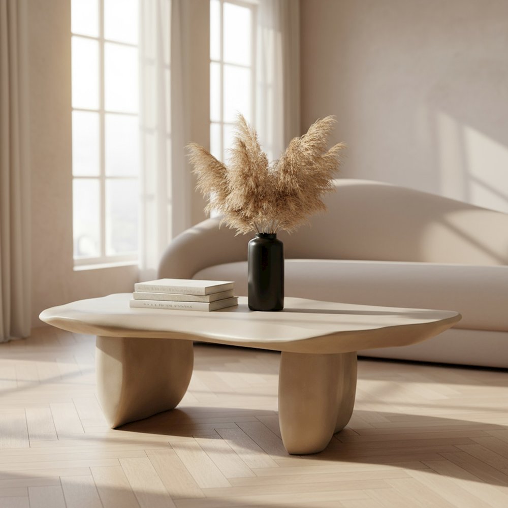 Slone - Modern Beige Concrete Coffee Table. Picture 4