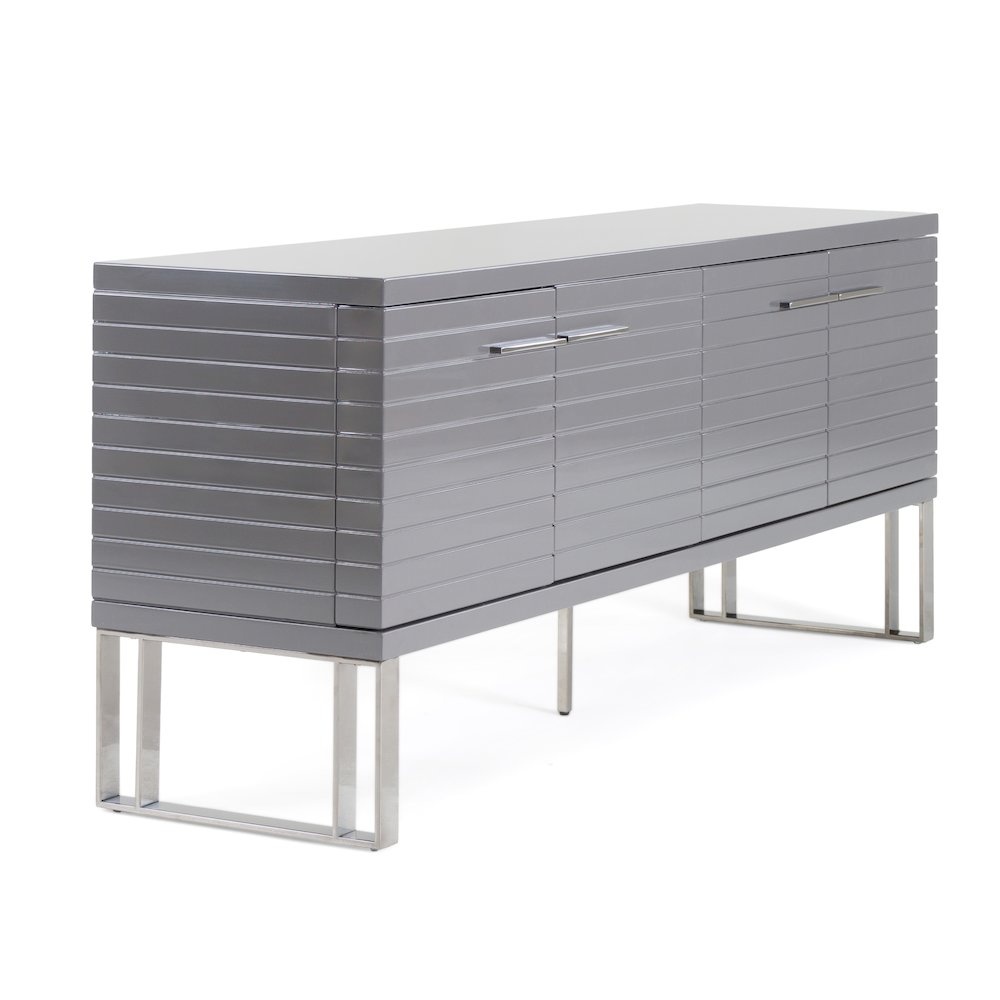 Modrest Splendor - Grey High Gloss Slatted Buffet. Picture 4