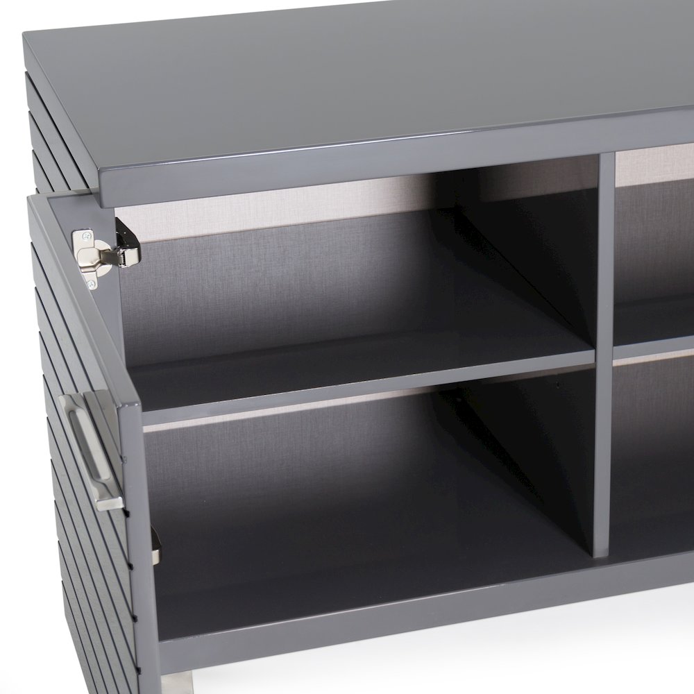 Modrest Splendor - Grey High Gloss Slatted Buffet. Picture 8