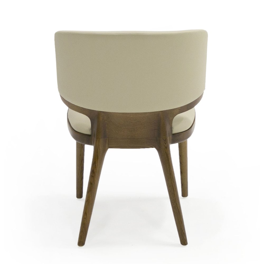 Contemporary Beige Leatherette and Walnut Set of 2 Dining Chair. Picture 3