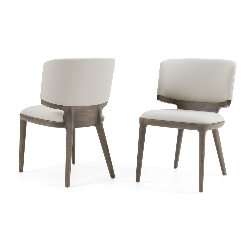 Modrest Stanley Contemporary Grey Leatherette and Grey Ash Set of 2 Dining Chair. Picture 1