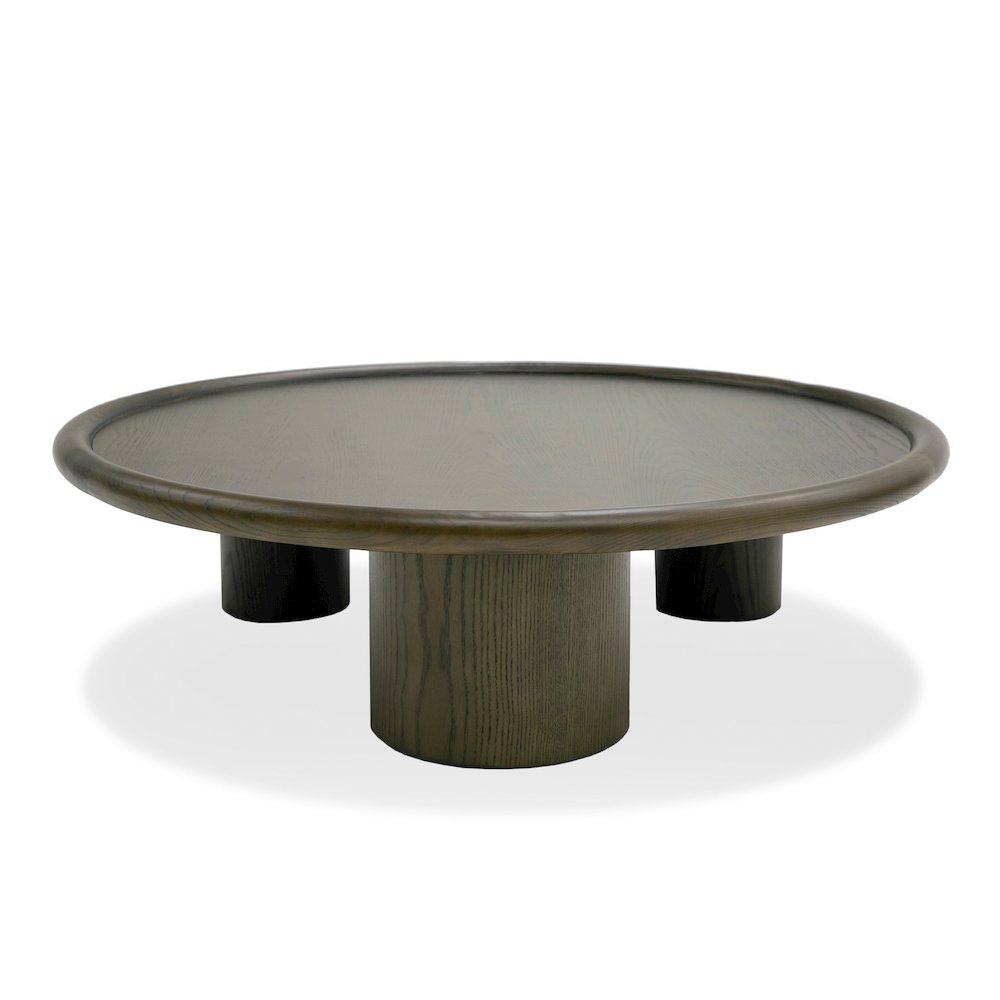 Strauss - Contemporary Brown Ash Round Nesting Table Set. Picture 3