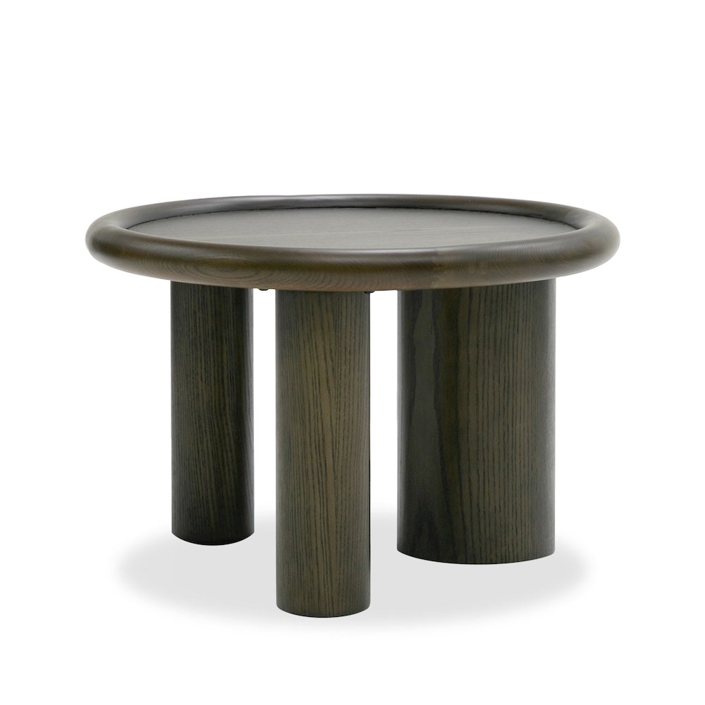 Modrest Strauss - Contemporary Brown Ash Round End Table. Picture 1