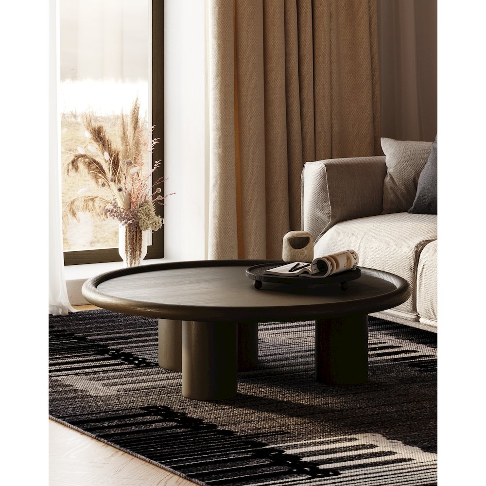 Modrest Strauss - Contemporary Brown Ash Round Coffee Table. Picture 4