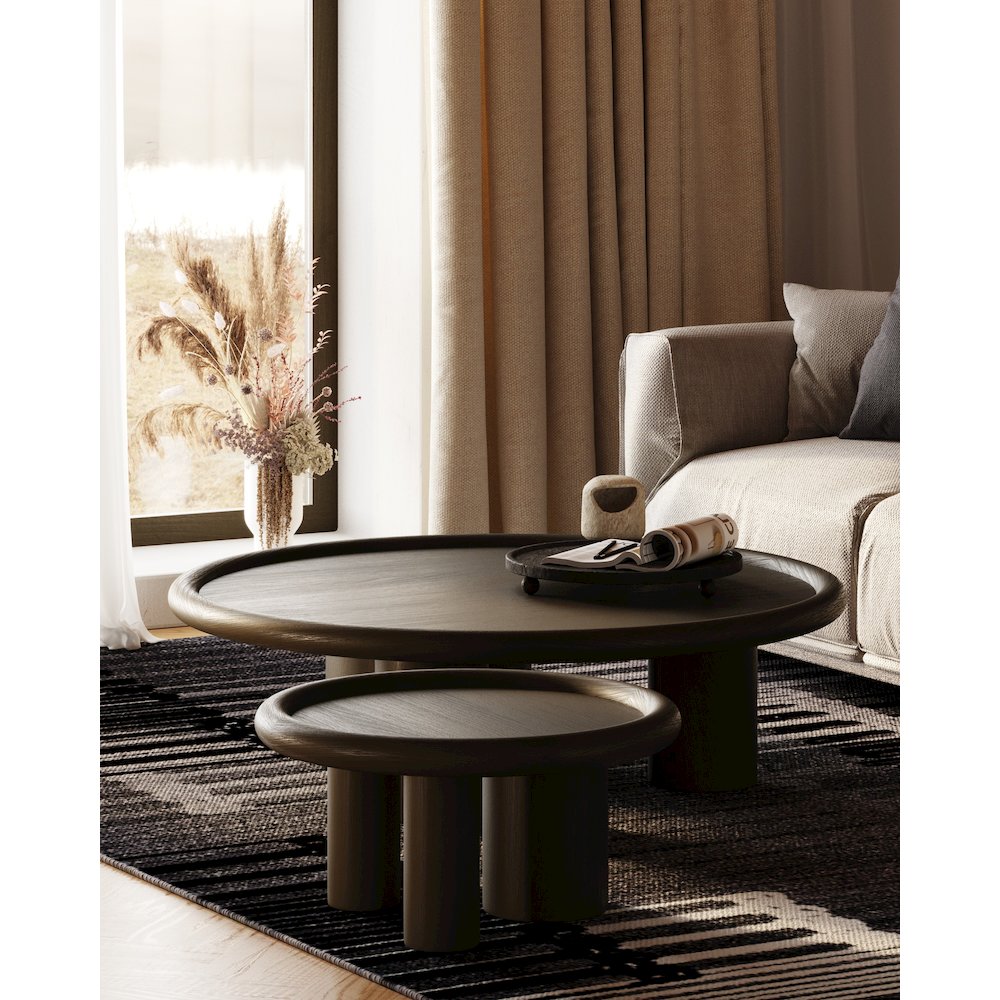 Modrest Strauss - Contemporary Brown Ash Round End Table. Picture 5