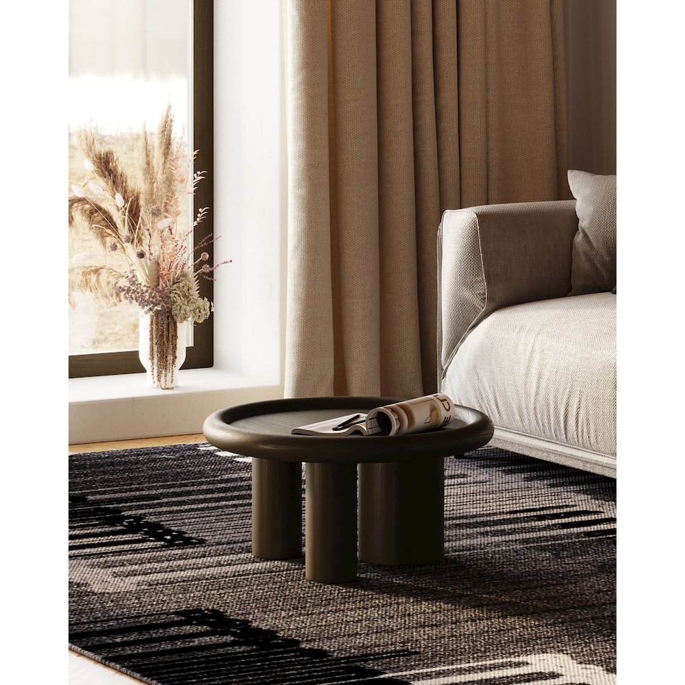 Modrest Strauss - Contemporary Brown Ash Round End Table. Picture 4