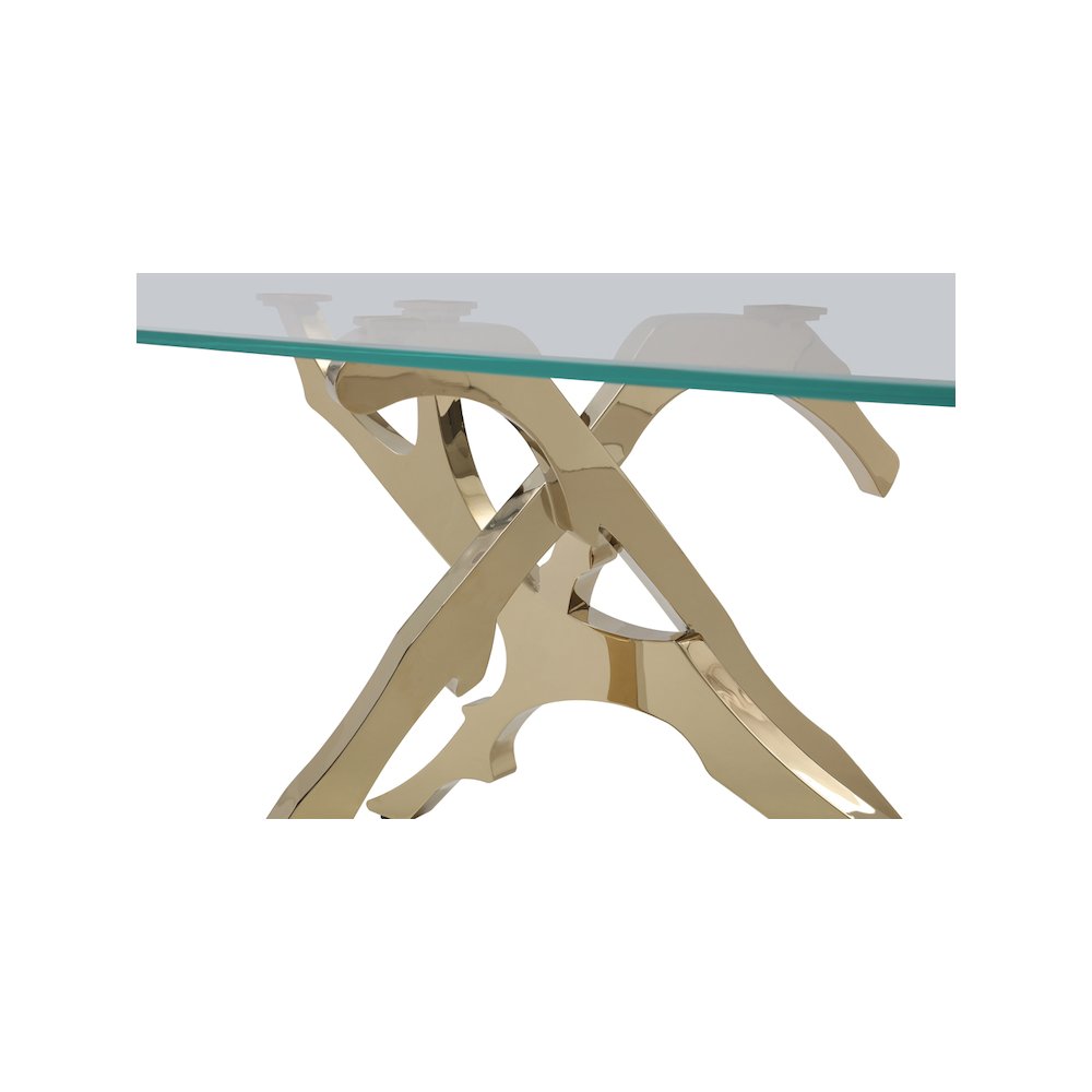 Modrest Legend Modern Glass & Gold Dining Table. Picture 2