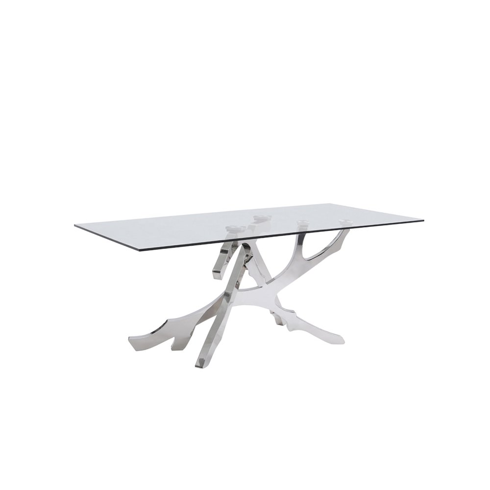 Modrest Legend Modern Glass & Stainless Steel Dining Table. Picture 2