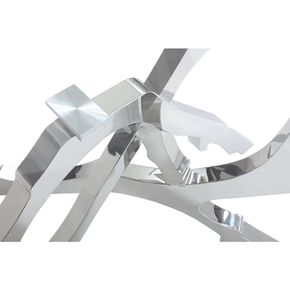 Modrest Legend Modern Glass & Stainless Steel Dining Table. Picture 4