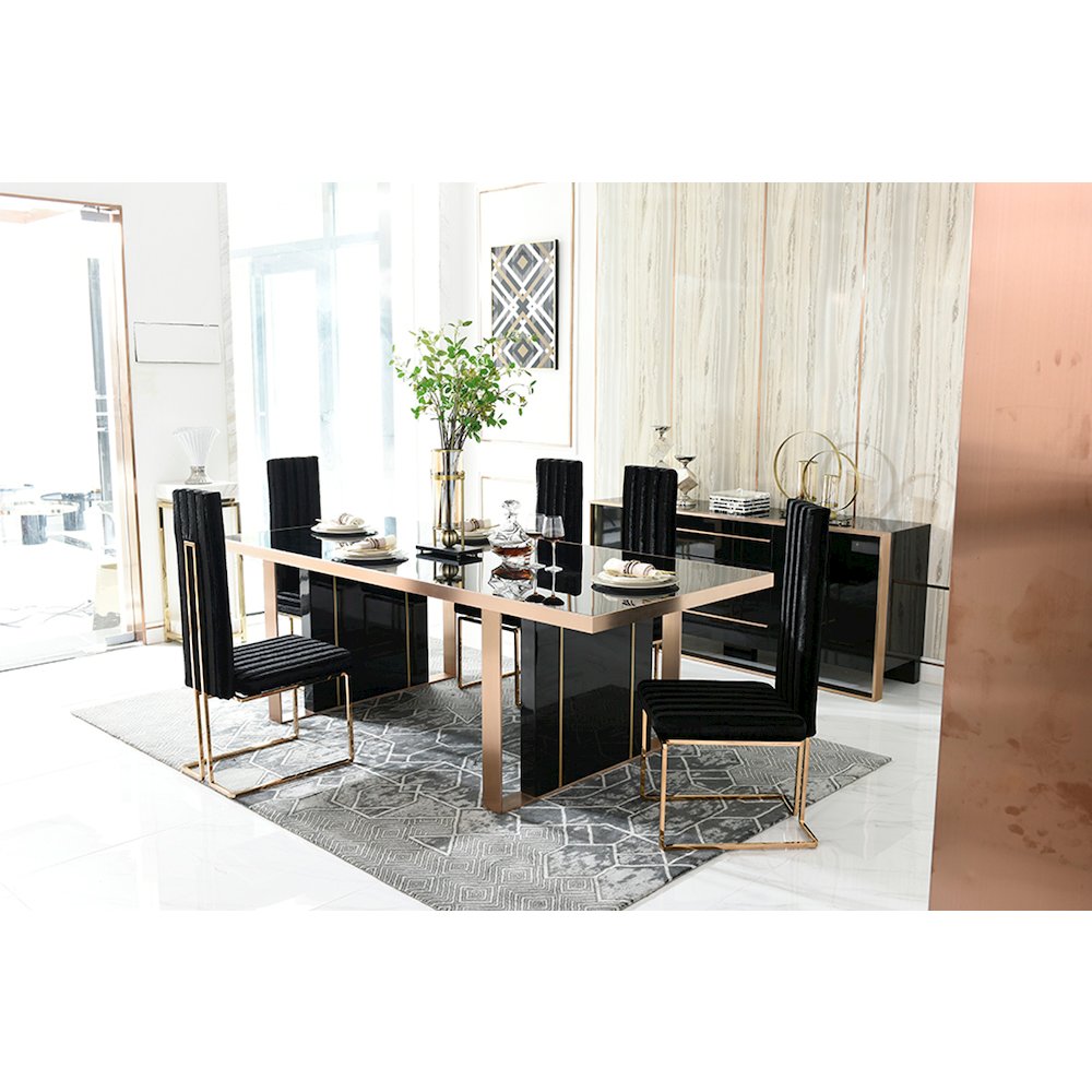 Nova Domus Cartier Modern Black & Rosegold Dining Table. Picture 3