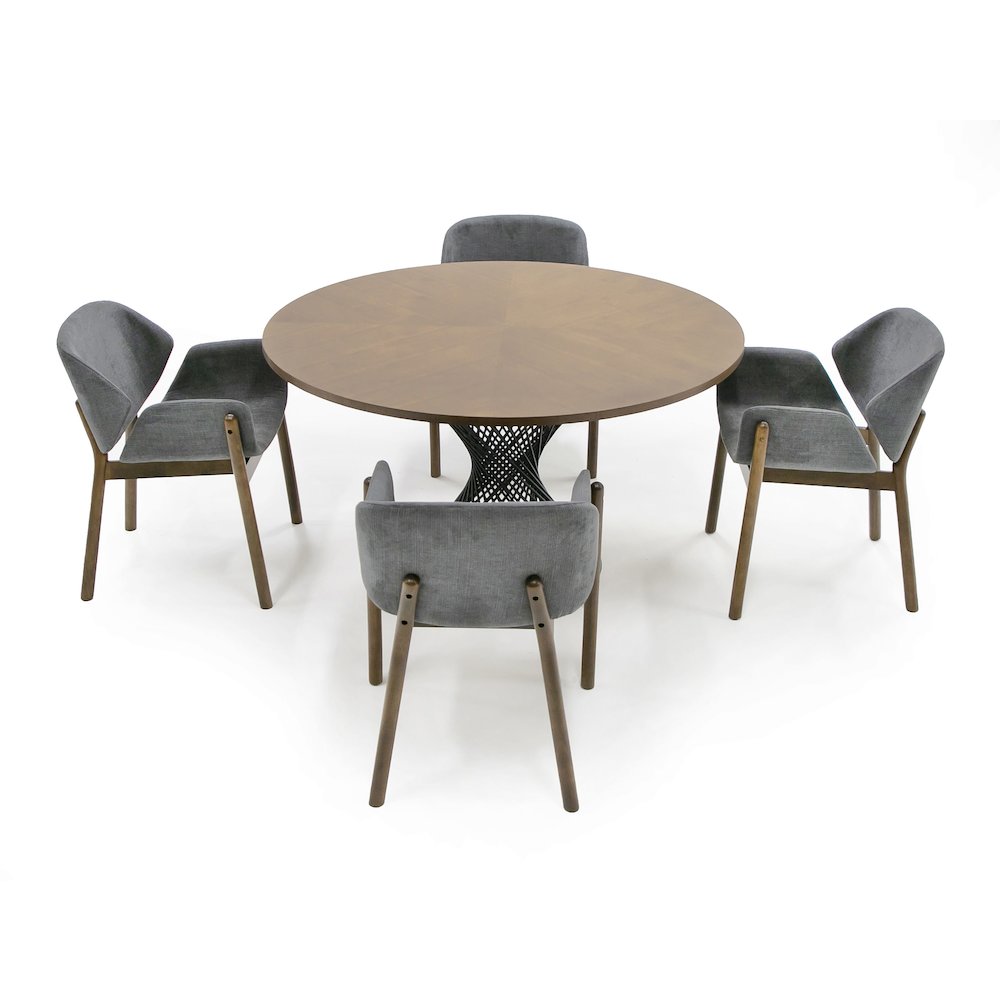 Modrest Theresa Modern Round Walnut & Black Table. Picture 3