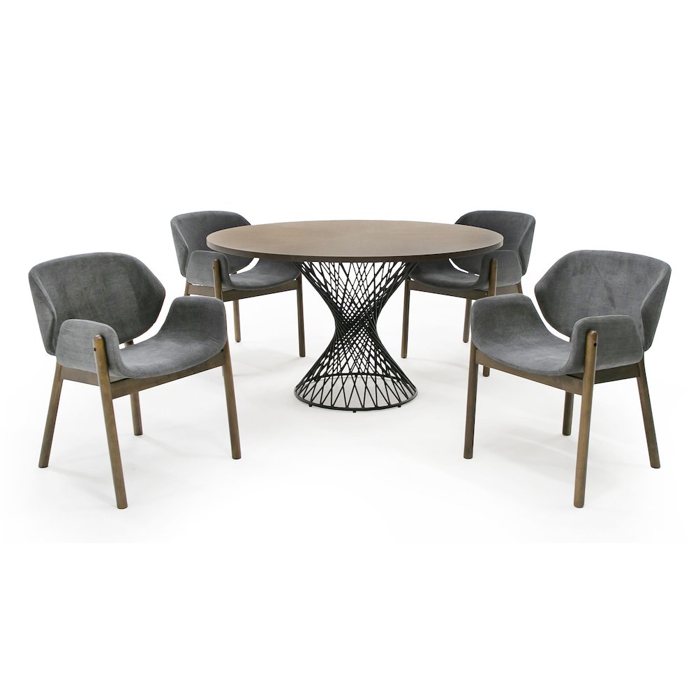 Modrest Theresa Modern Round Walnut & Black Table. Picture 4