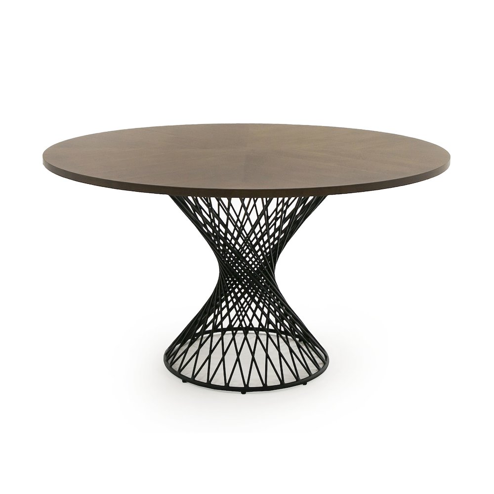 Modrest Theresa Modern Round Walnut & Black Table. Picture 2
