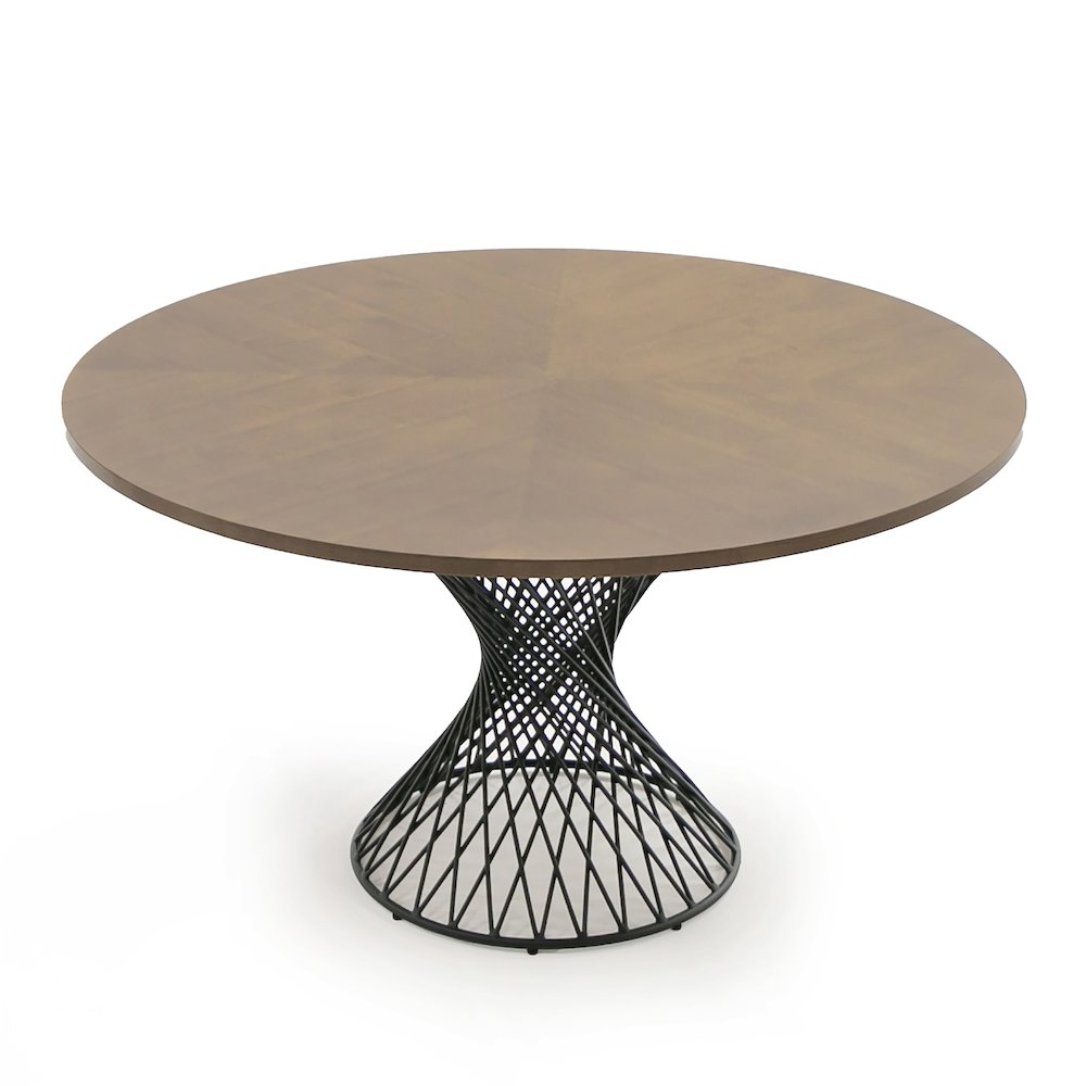 Modrest Theresa Modern Round Walnut & Black Table. Picture 1