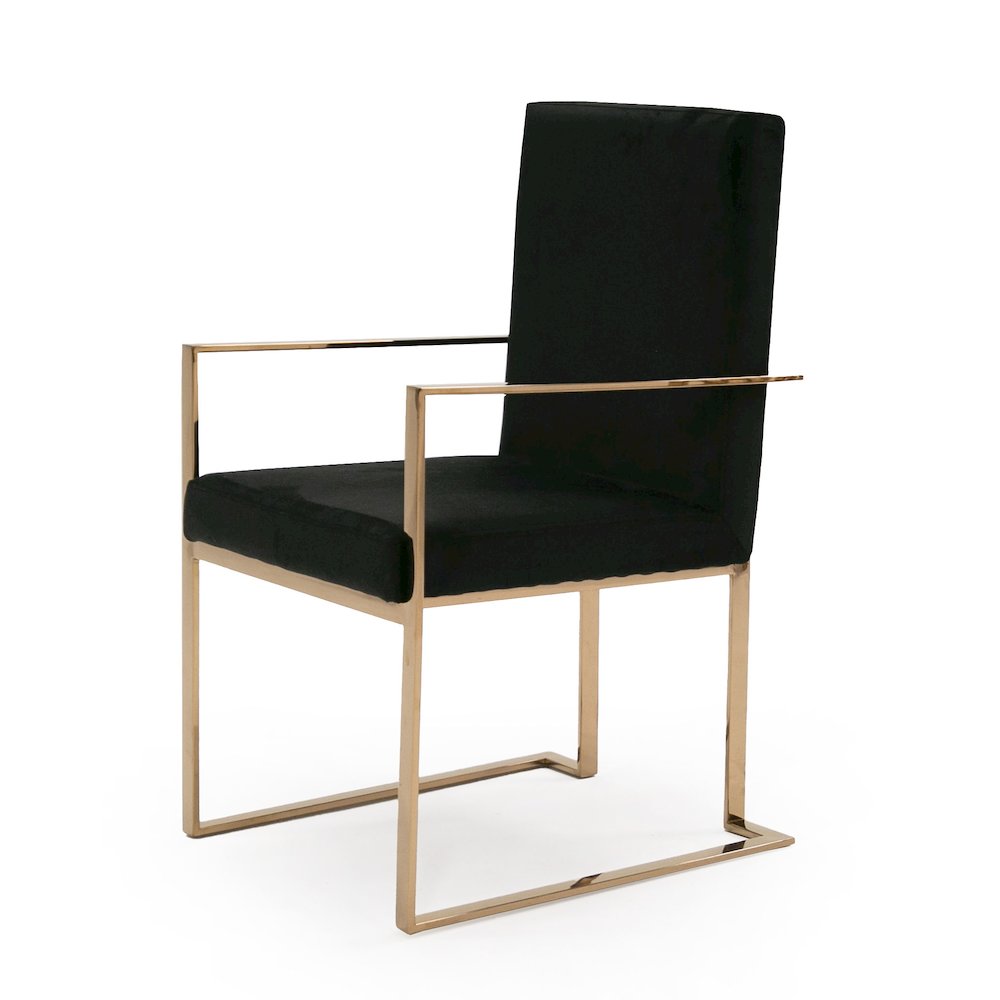 Modrest Trea - Modern Black Velvet & Rosegold Dining Chair. Picture 1