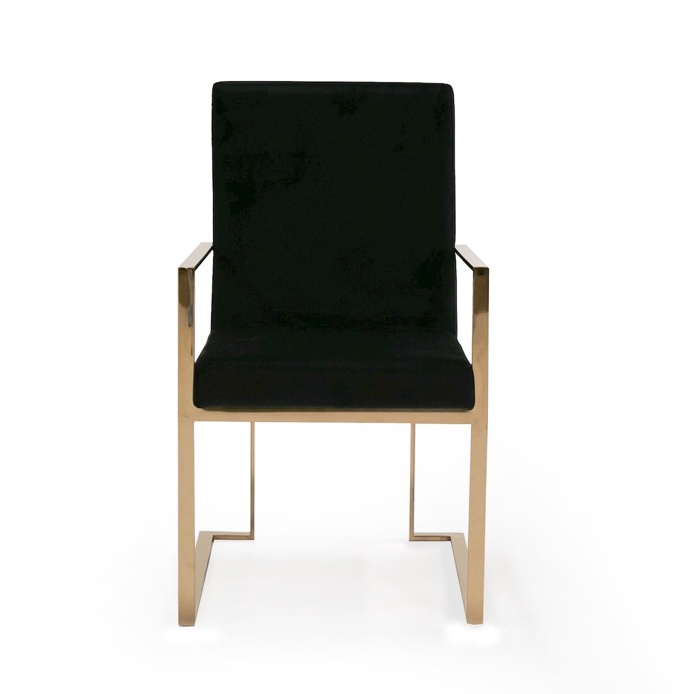 Modrest Trea - Modern Black Velvet & Rosegold Dining Chair. Picture 2